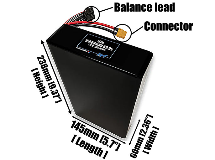 LiPo 18800mAh 17S2P 62.9v Battery Pack