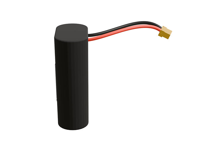 Front-facing render of the 3.6V 9000mAh 1S2P Li-ion battery, assembled in the USA by maxamps, for drone and robotics applications.