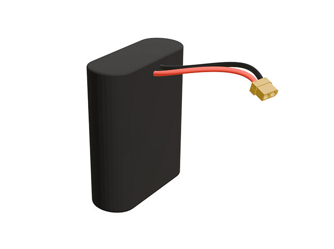Front-facing render of the 3.6V 10500mAh 1S3P Li-ion battery, assembled in the USA by maxamps, for drone and robotics applications.