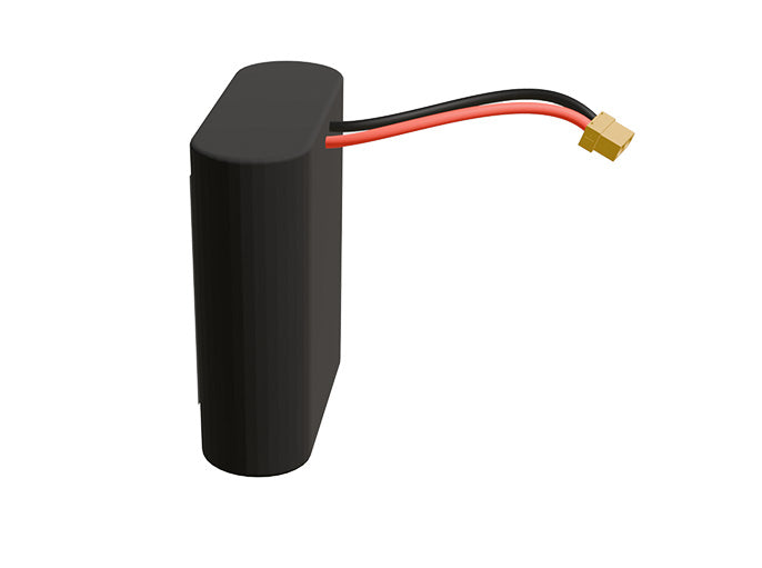 Front-facing render of the 3.6V 13500mAh 1S3P Lithium-Ion battery, assembled in the USA by maxamps, for drone and robotics applications.