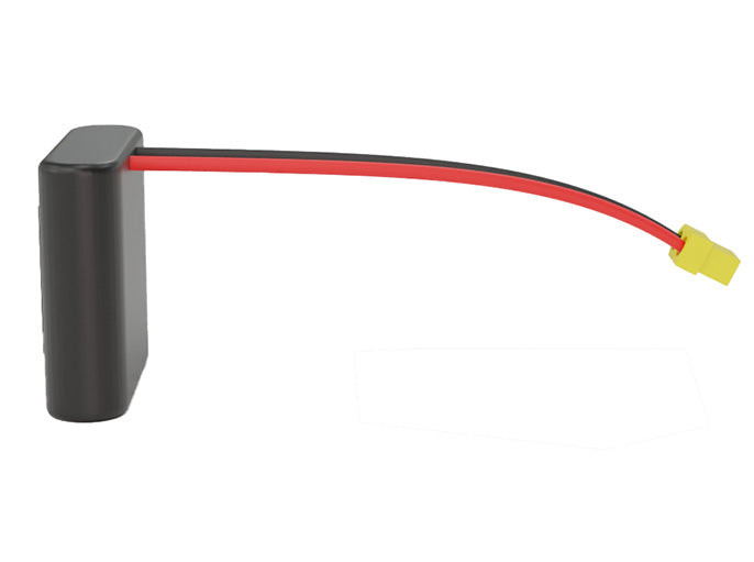 Front-facing render of the 3.6V 18000mAh 1S4P Lithium-Ion battery, assembled in the USA by maxamps, for drone and robotics applications.