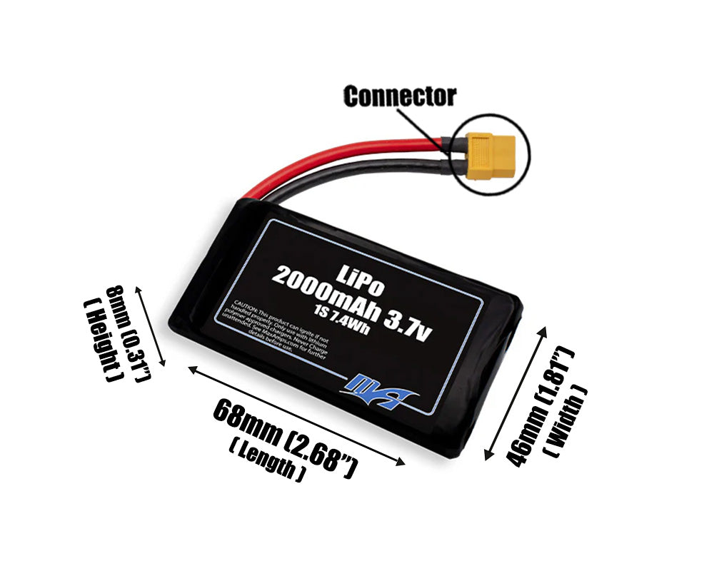 LiPo 2000mAh 1S 3.7v Battery Pack