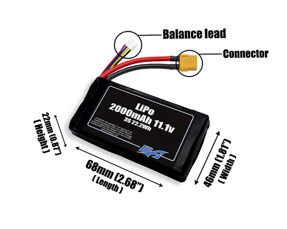 LiPo 2000mAh 3S 11.1v Battery Pack