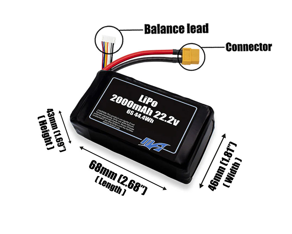 LiPo 2000mAh 6S 22.2v Battery Pack