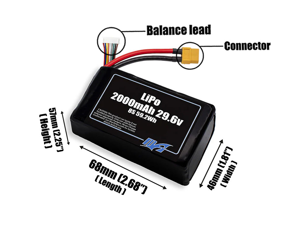 LiPo 2000mAh 8S 29.6v Battery Pack