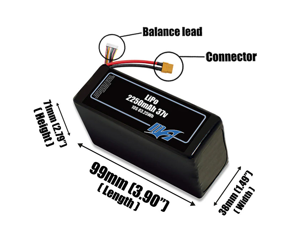 LiPo 2250mAh 10S 37v Battery Pack