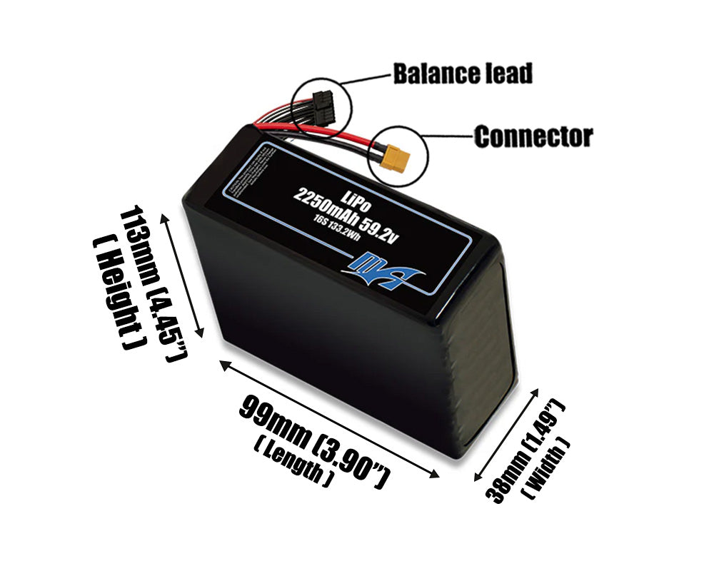 LiPo 2250mAh 16S 59.2v Battery Pack