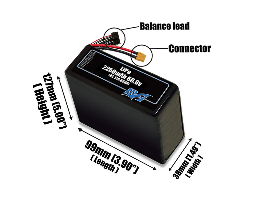 LiPo 2250mAh 18S 66.6v Battery Pack