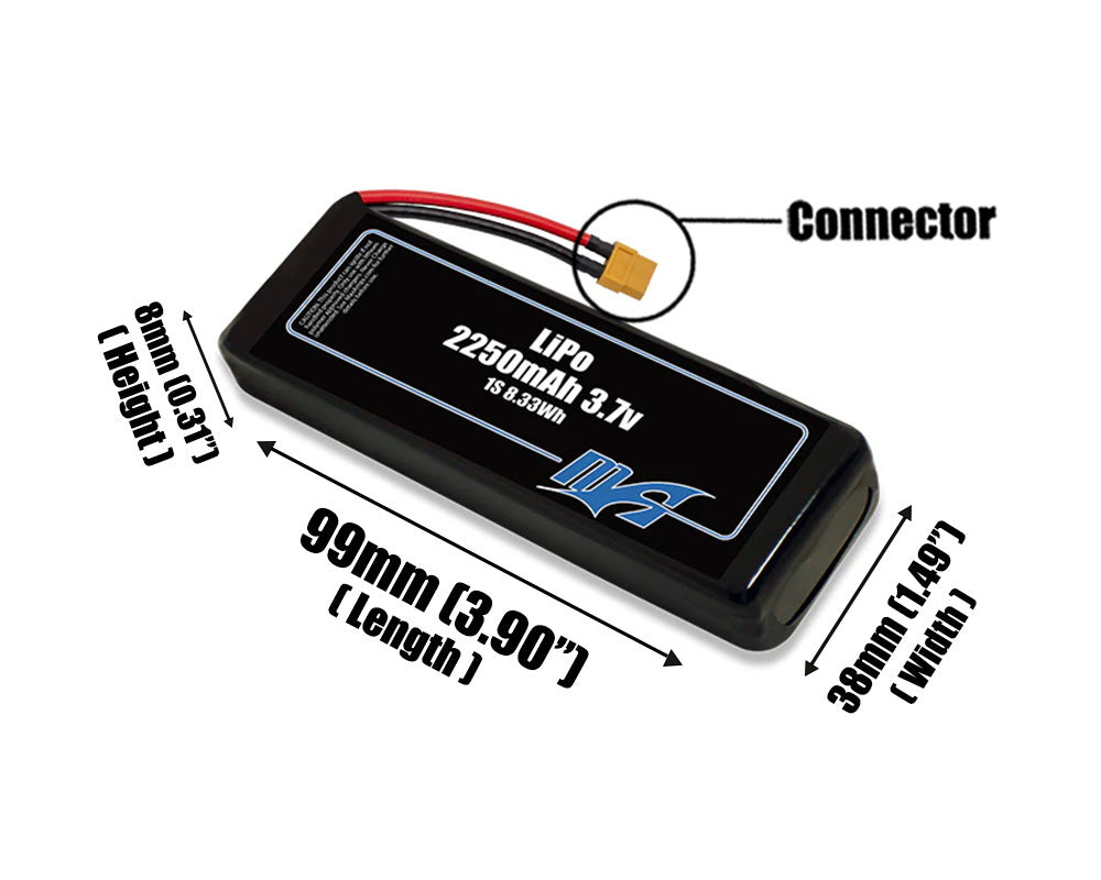 LiPo 2250mAh 1S 3.7v Battery Pack