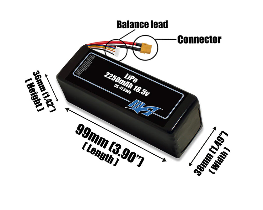 LiPo 2250mAh 5S 18.5v Battery Pack