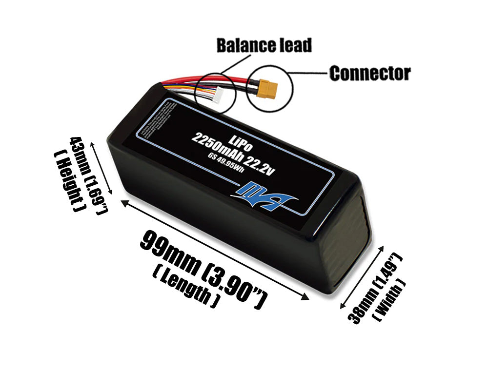 LiPo 2250mAh 6S 22.2v Battery Pack