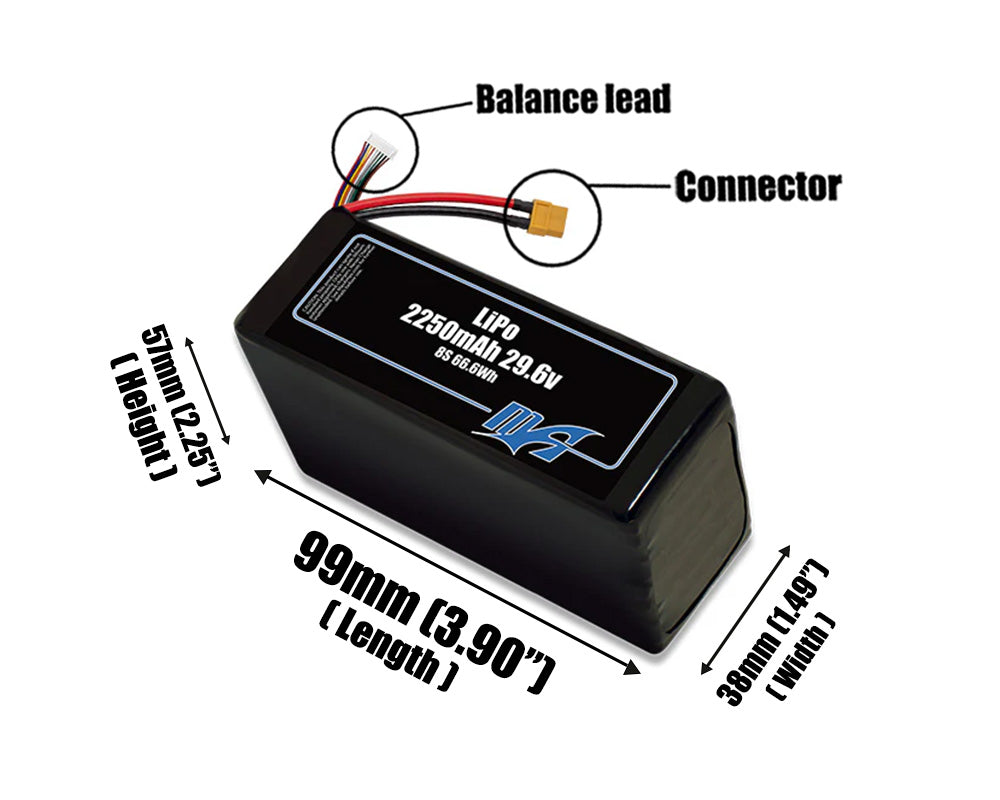 LiPo 2250mAh 8S 29.6v Battery Pack