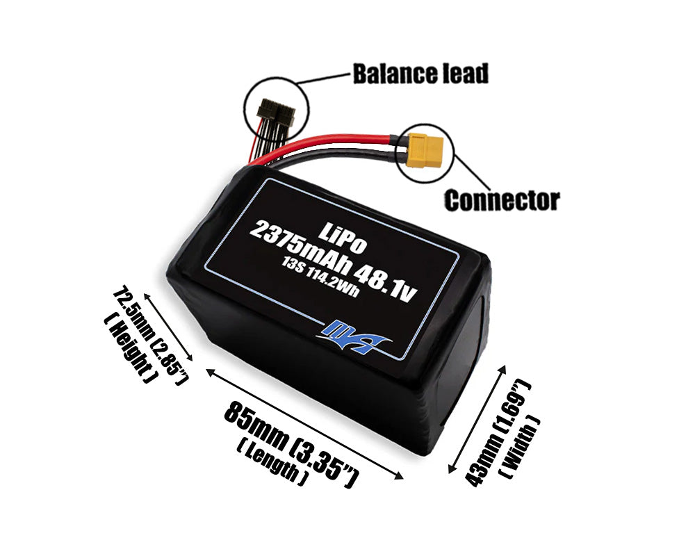 LiPo 2375mAh 13S 48.1v Battery Pack