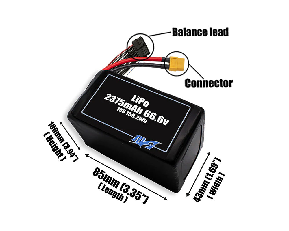 LiPo 2375mAh 18S 66.6v Battery Pack