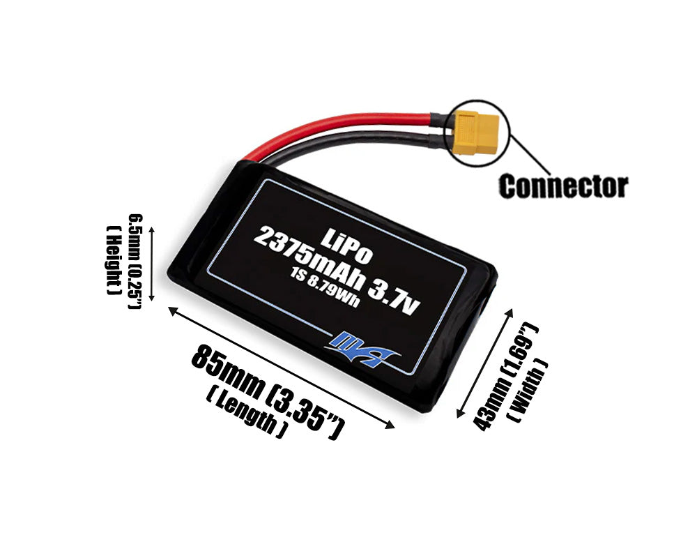 LiPo 2375mAh 1S 3.7v Battery Pack