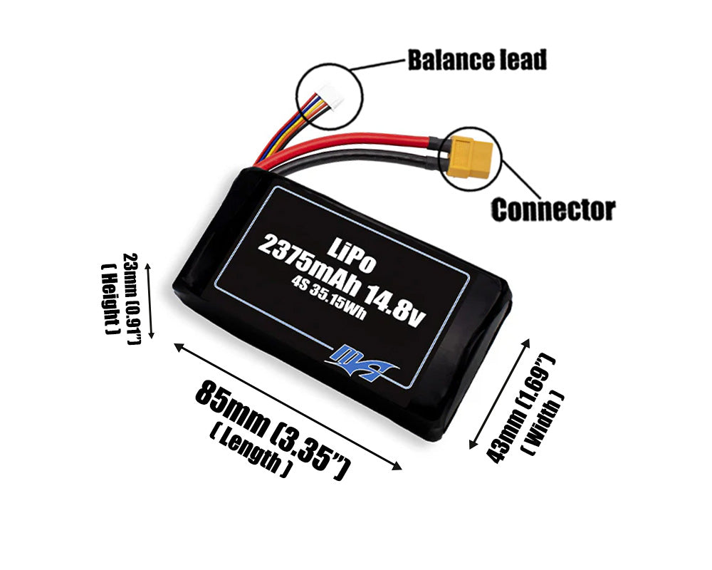 LiPo 2375mAh 4S 14.8v Battery Pack