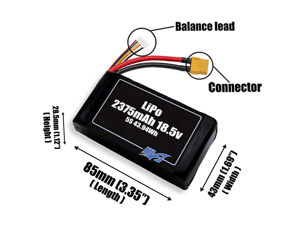 LiPo 2375mAh 5S 18.5v Battery Pack