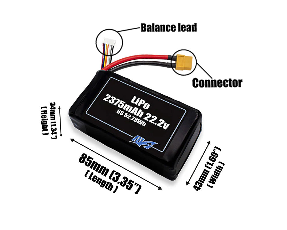 LiPo 2375mAh 6S 22.2v Battery Pack