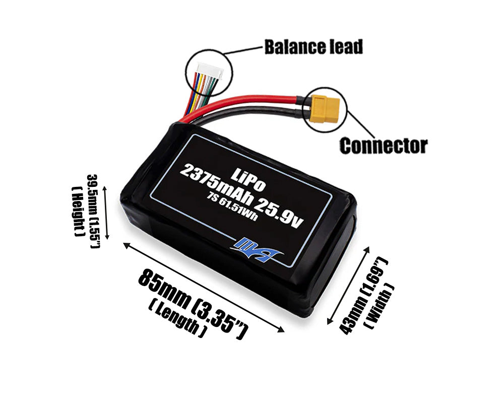 LiPo 2375mAh 7S 25.9v Battery Pack