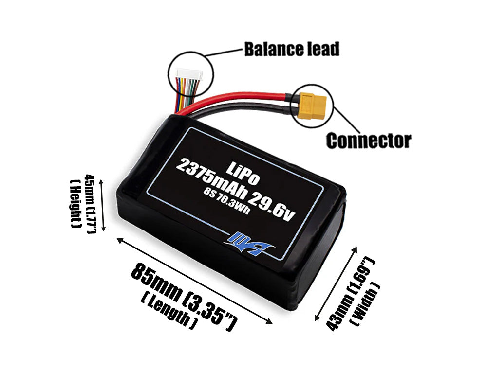 LiPo 2375mAh 8S 29.6v Battery Pack