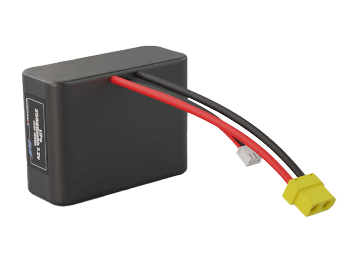 Angled product render of the 25000mAh 10-cell Lithium-ion pack. A lightweight energy source for UAV, drone, and robotic builds.