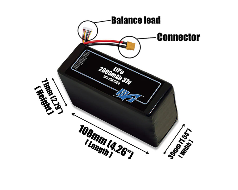 LiPo 2800mAh 10S 37v Battery Pack