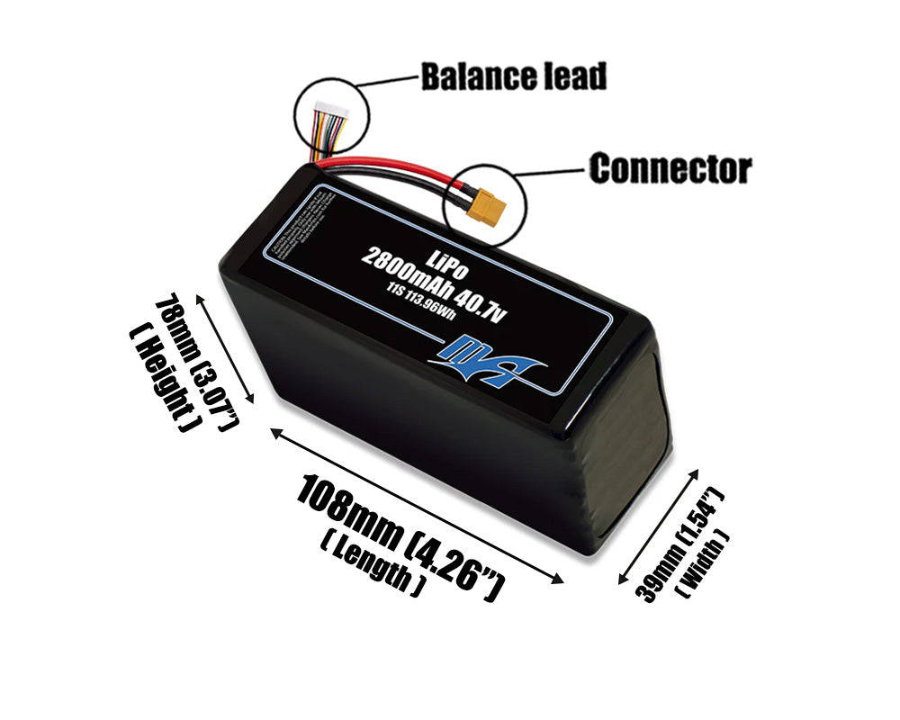 LiPo 2800mAh 11S 40.7v Battery Pack