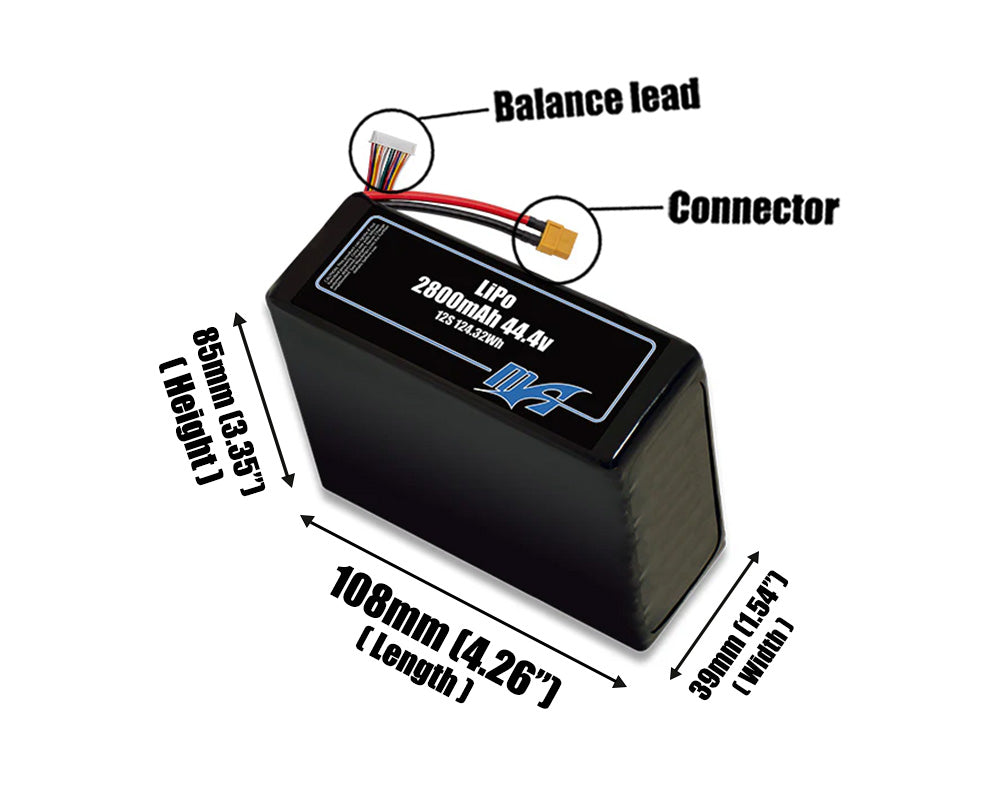 LiPo 2800mAh 12S 44.4v Battery Pack