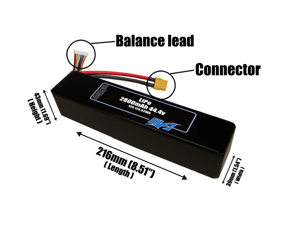 LiPo 2800mAh 12S 44.4v ETE Battery Pack