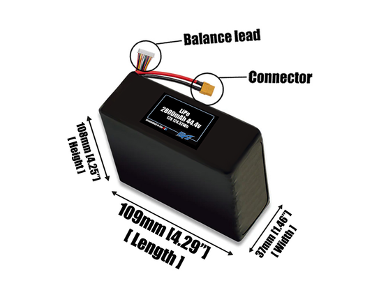 LiPo 2800mAh 12S 44.4v Battery Pack