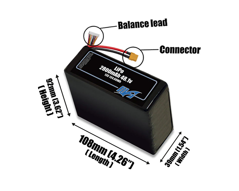 LiPo 2800mAh 13S 48.1v Battery Pack