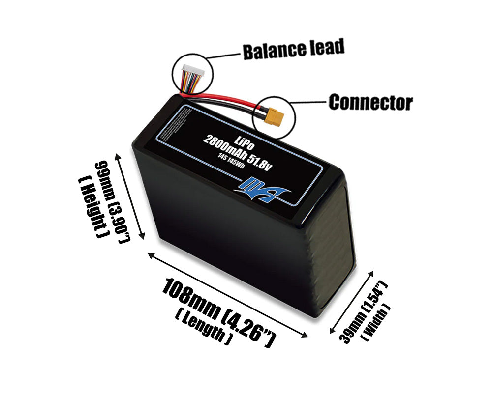 LiPo 2800mAh 14S 51.8v Battery Pack