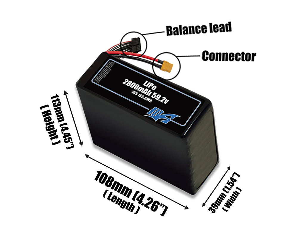 LiPo 2800mAh 16S 59.2v Battery Pack