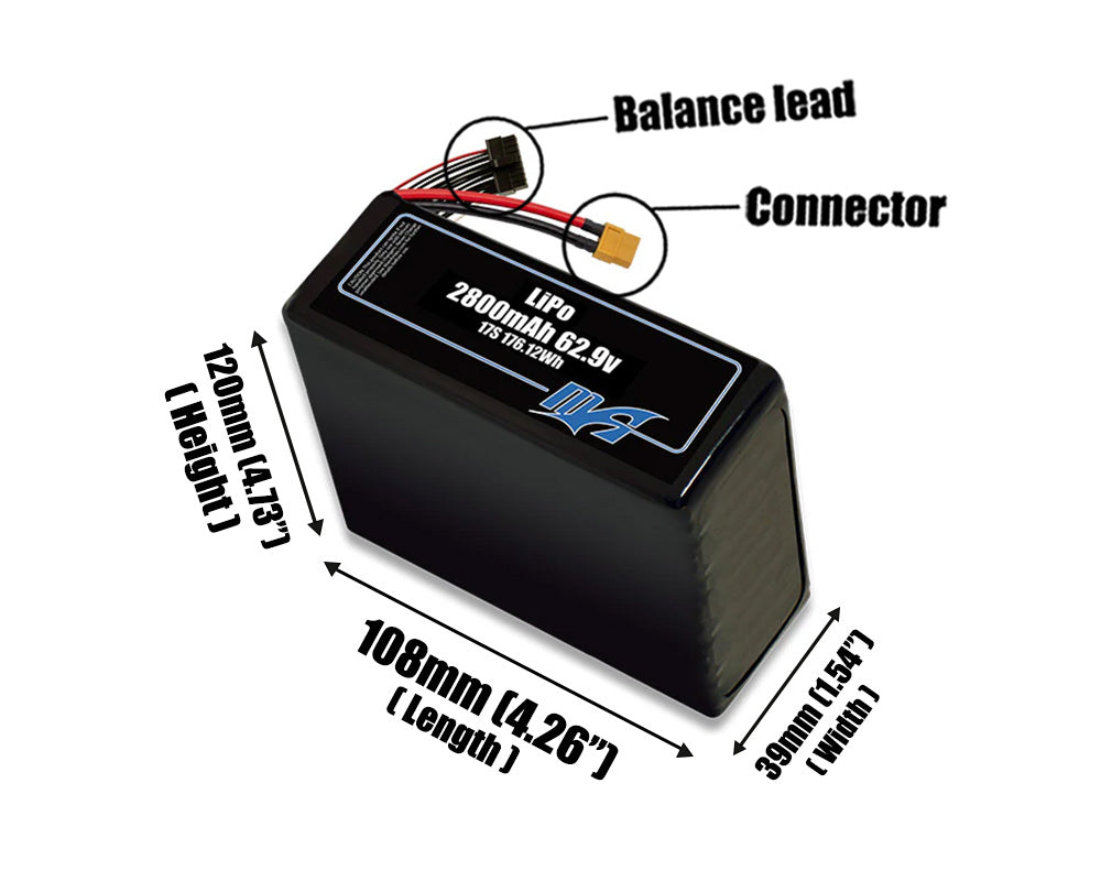 LiPo 2800mAh 17S 62.9v Battery Pack