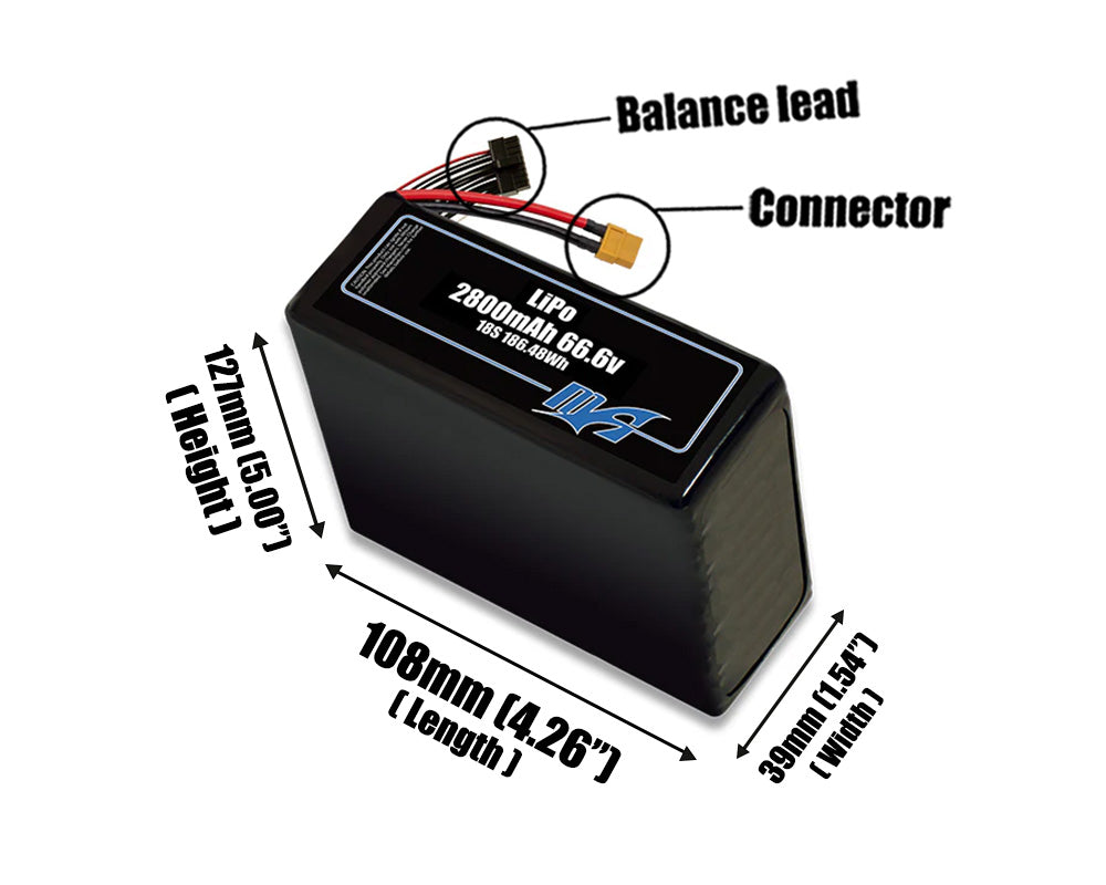 LiPo 2800mAh 18S 66.6v Battery Pack