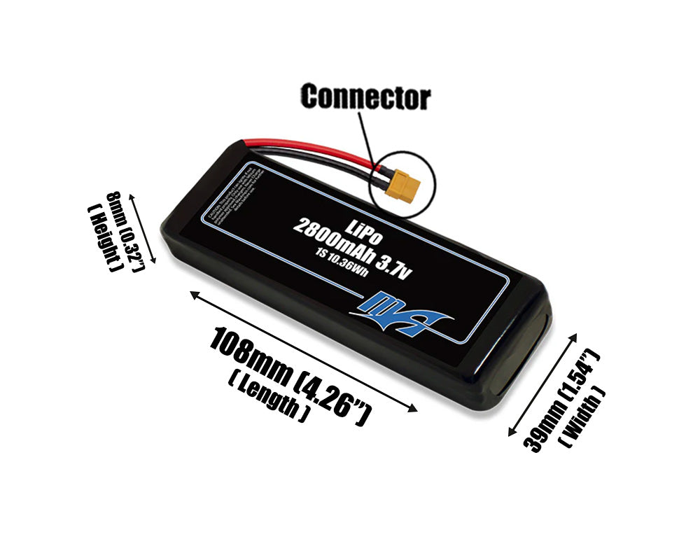 LiPo 2800mAh 1S 3.7v Battery Pack