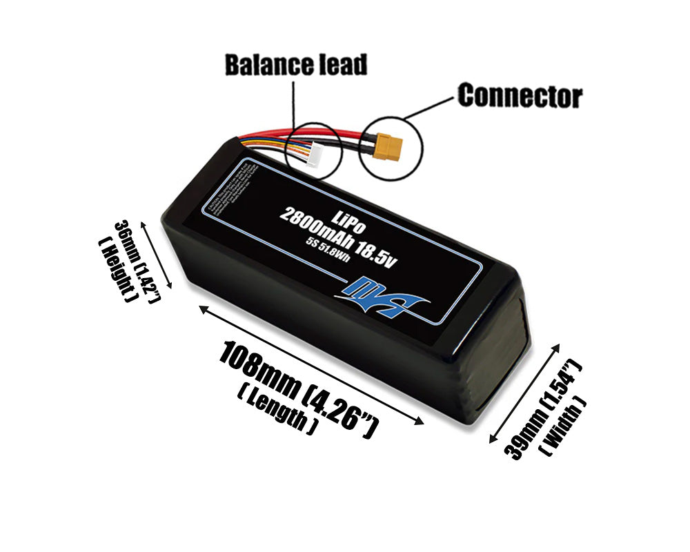 LiPo 2800mAh 5S 18.5v Battery Pack