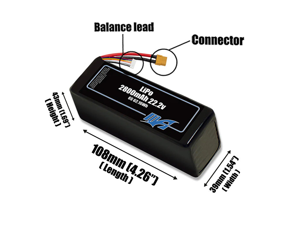 LiPo 2800mAh 6S 22.2v Battery Pack