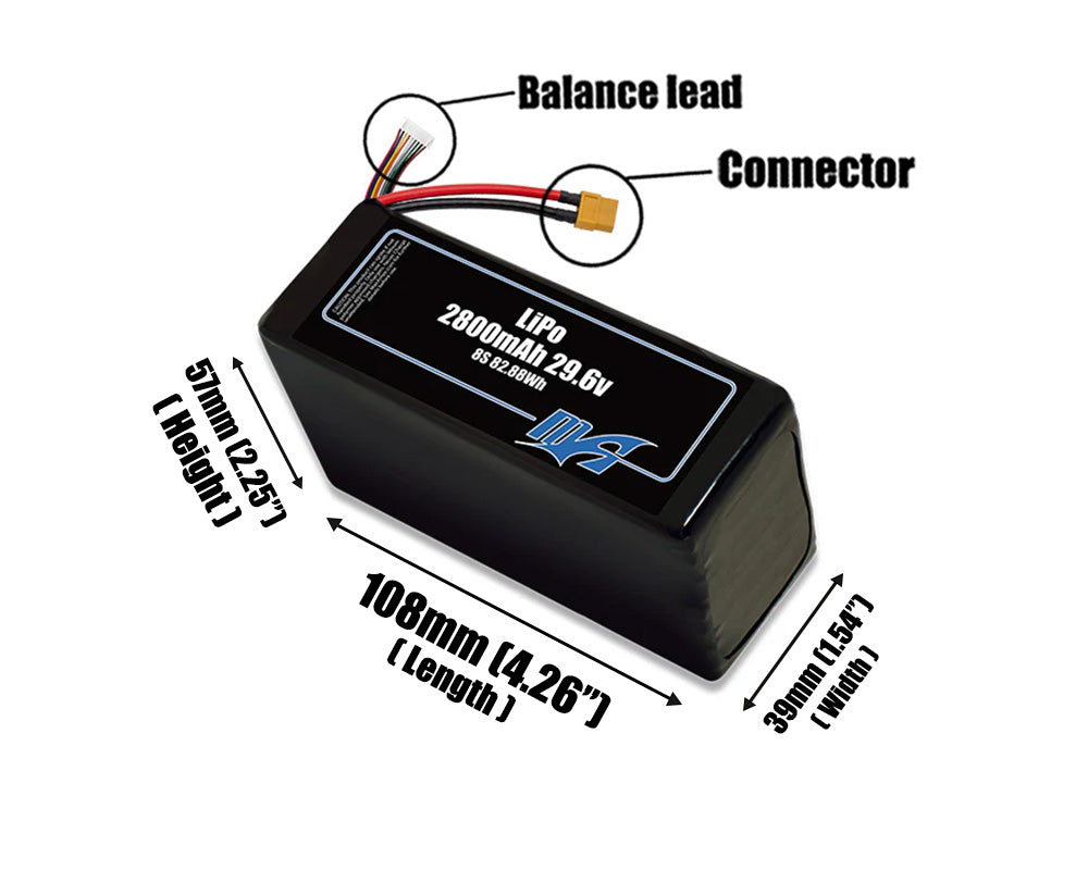 LiPo 2800mAh 8S 29.6v Battery Pack