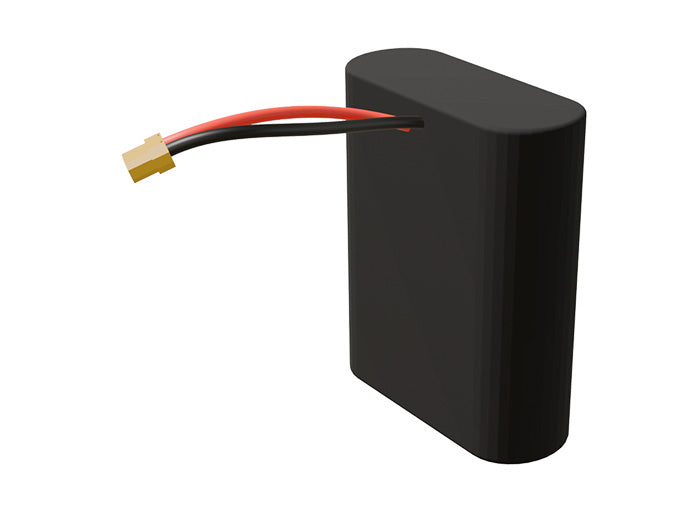 Side-angle render of a 3.6-volt 15000mAh lithium-ion battery, assembled in the USA for compact UAV, drone, and military robotics platforms.