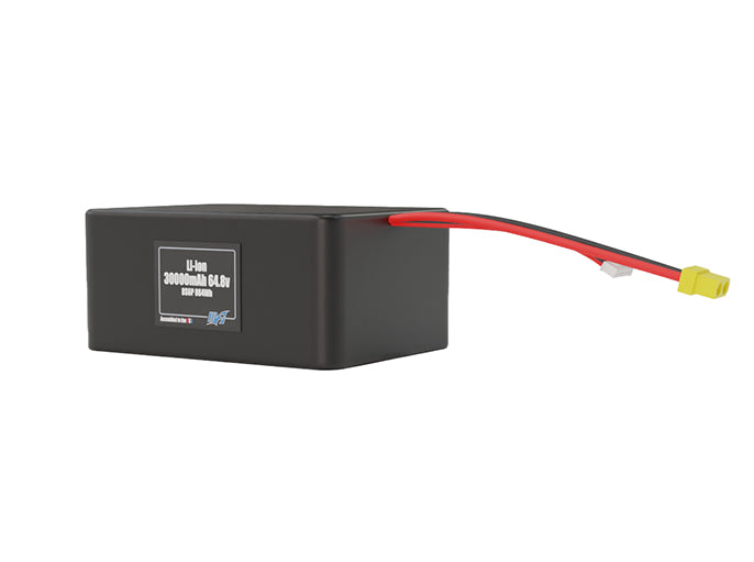 Angled product render of the 30000mAh 48-cell Lithium-ion pack. A lightweight energy source for UAV, drone, and robotic builds.
