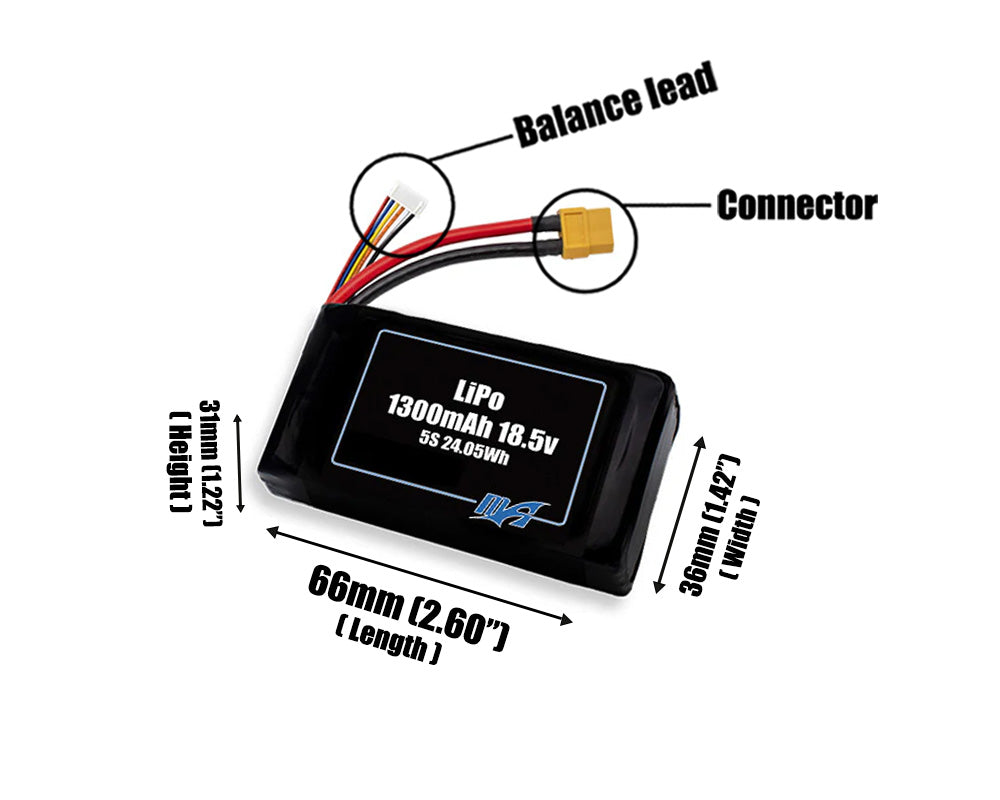 LiPo 1300mAh 5S 18.5v Battery Pack