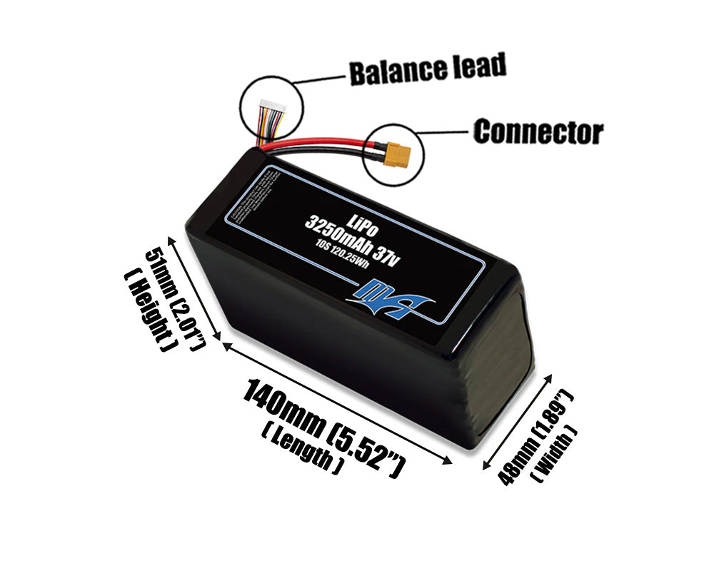 LiPo 3250mAh 10S 37v Battery Pack