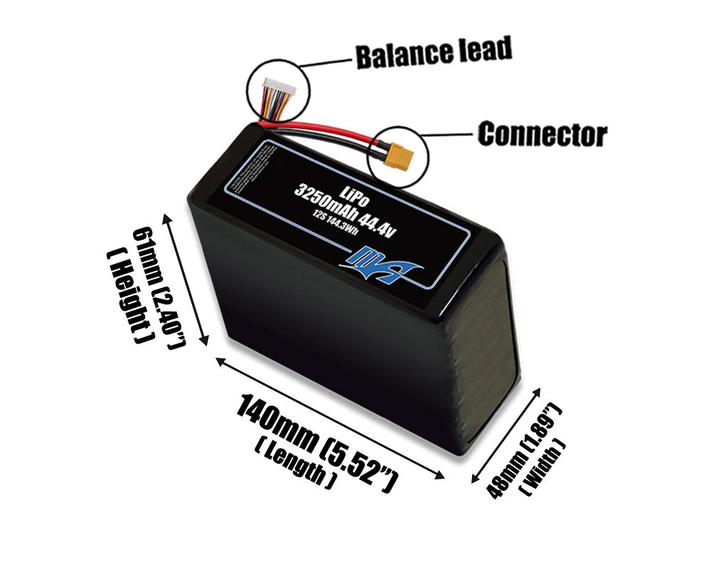 LiPo 3250mAh 12S 44.4v Battery Pack