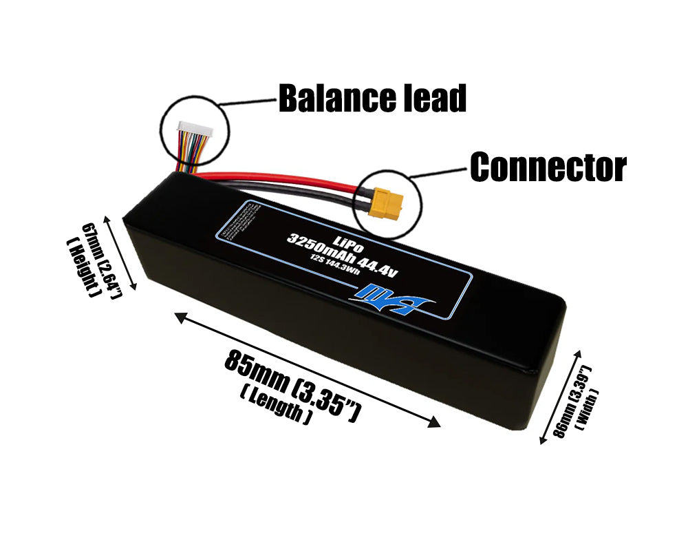 LiPo 3250mAh 12S 44.4v ETE Battery Pack