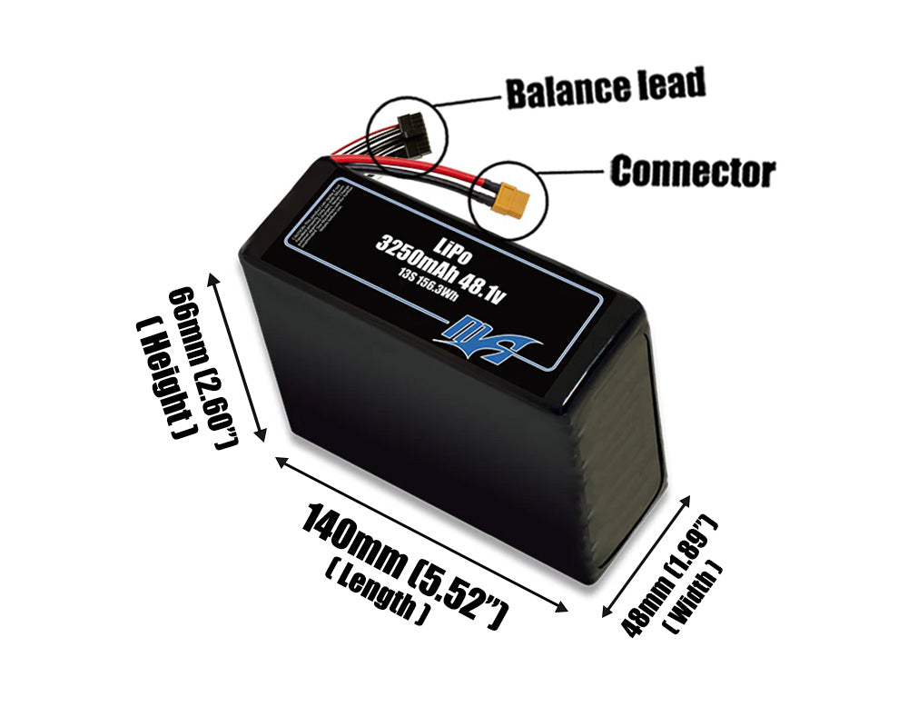 LiPo 3250mAh 13S 48.1v Battery Pack