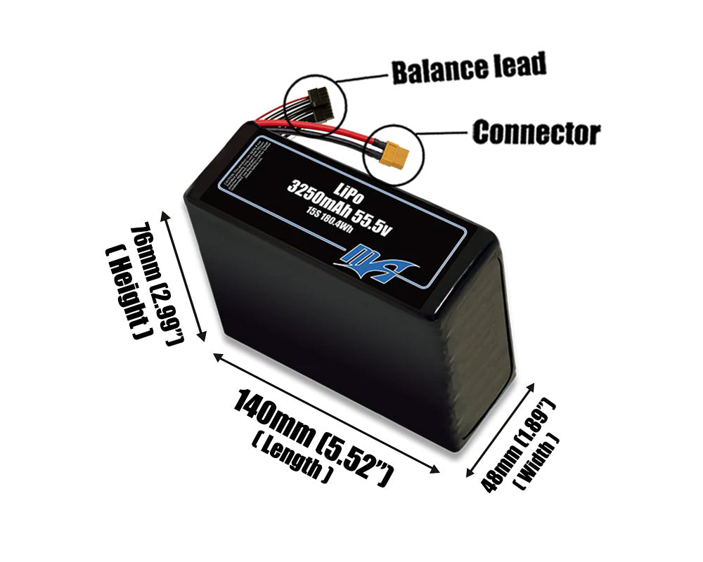 LiPo 3250mAh 15S 55.5v Battery Pack