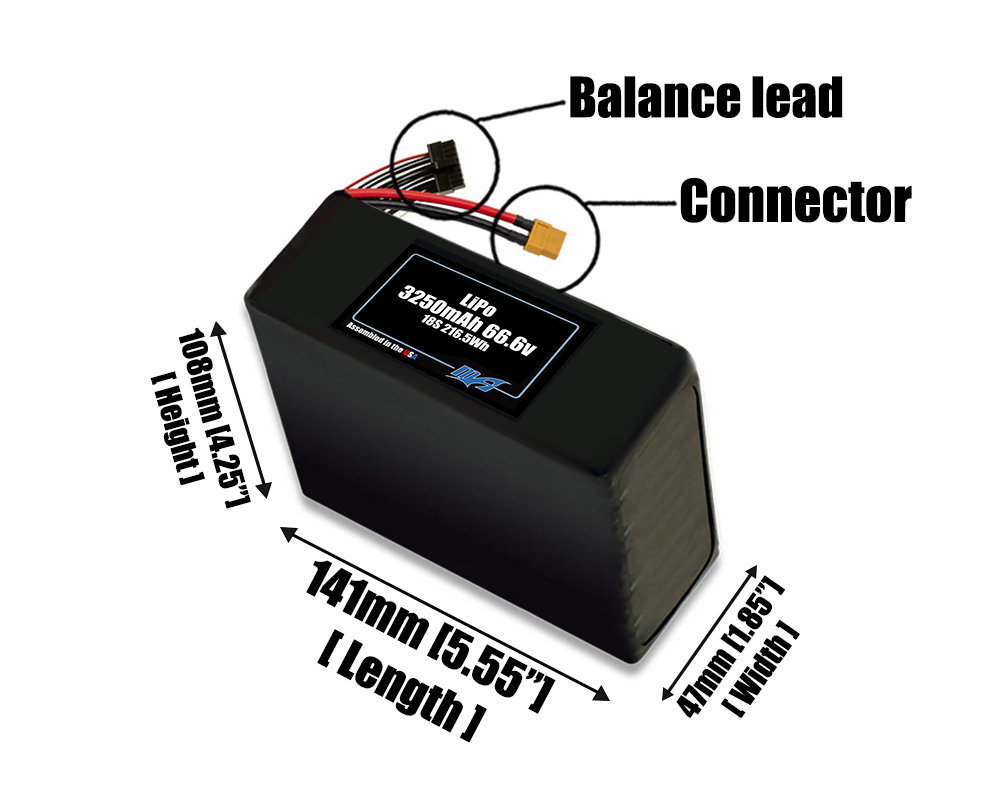 LiPo 3250mAh 18S 66.6v Battery Pack