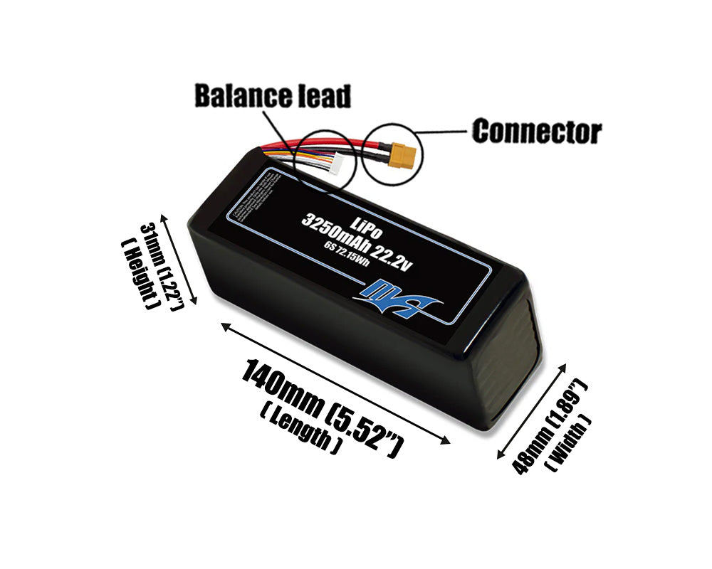 LiPo 3250mAh 6S 22.2v Battery Pack