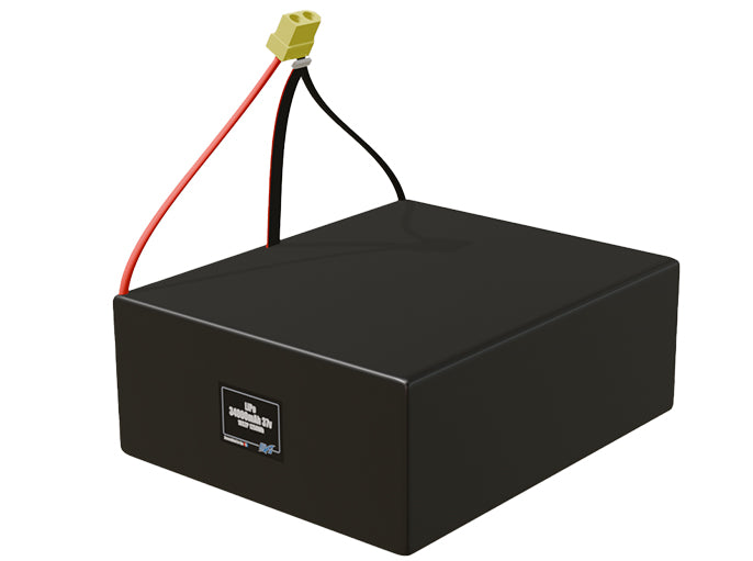 Angled product render of the 34000mAh 20-cell LiPo pack. A lightweight energy source for UAV, drone, and robotic builds.